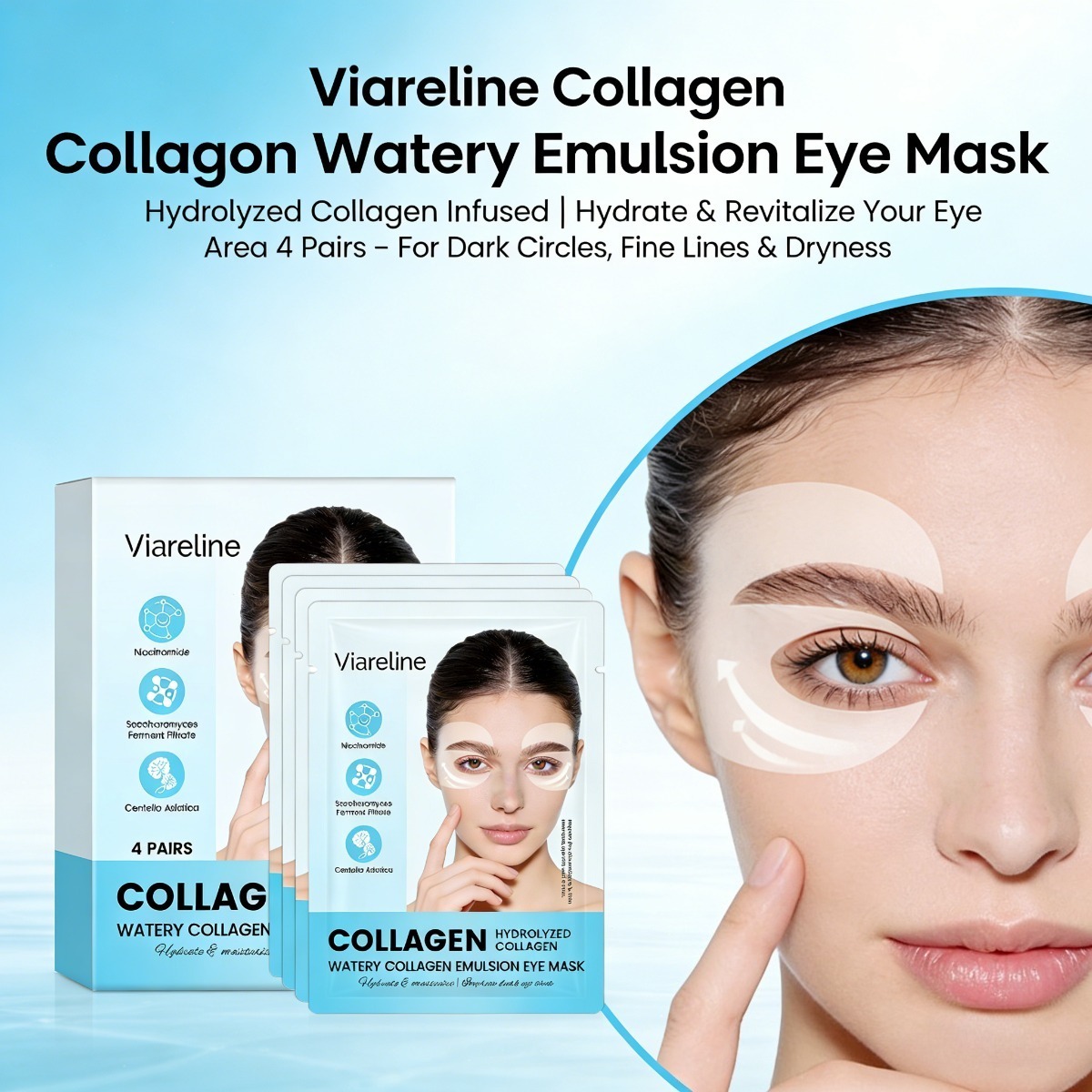 Sheet Mask Collagen - แผ่นแปะรอบดวงตาคอลลาเจน ลดริ้วรอย รอยคล้ำใต้ตา ให้ความชุ่มชื้น กระชับ รักษาความนุ่มนวล